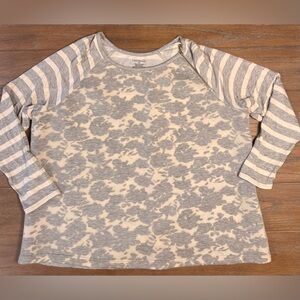 Lane Bryant Gray Floral and Striped Blouse